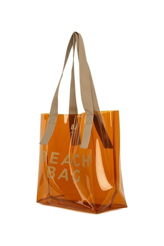 Bagmori Beach Bag Baskılı Şeffaf Plaj Çantası Vizon