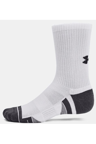 Under Armour Unisex UA Performance Tech 3’lü Paket Crew Çorap 1379512-100 Beyaz - Gri