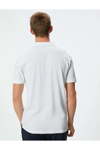 Koton Polo Yaka Tişört Slim Fit Düğmeli Kısa Kollu Beyaz 4sam10098mk Beyaz