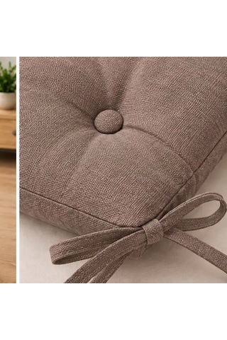 Bağcıklı Sandalye Minderi 40 40 4 Cm Kahve Çok Renkli
