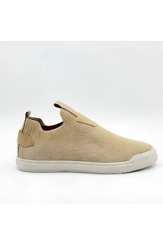 Daytex 4224 Erkek Slip-on - Full Triko Örgü Termo Taban Sneaker Bej