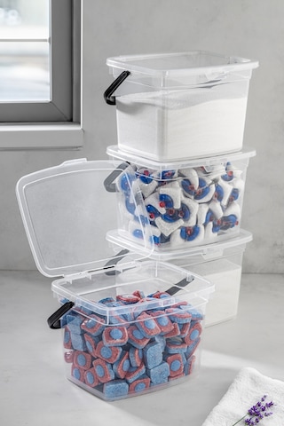 Vienev 4lü 4 Litre Toz Tablet Deterjan Saklama Kabı - Deterjan Kutusu, Toz Tablet Deterjan Kabı Beyaz