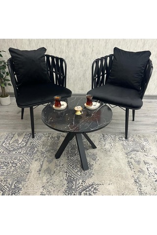 Balkon,teras,kafe,çay Seti İkili Takım Gözde Çay Seti Takımı Siyah Siyah Siyah Siyah