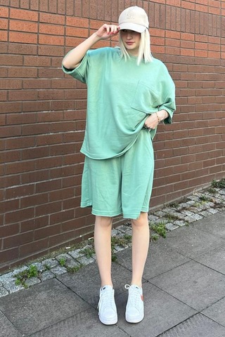 Madmext Mint Yeşili Kısa Kollu Şort Takım Mg1981-mint Yeşili Mint Yeşili