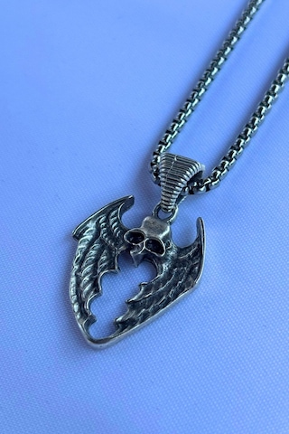 Yarasalı El İşçiliği Paslanmaz Çelik Zincir Erkek Kolye Gümüş