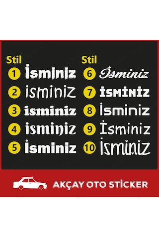 (2 Adet) Isme Özel Sticker Isim Sticker Isme Özel Araba Sticker