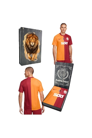 Gsstore Galatasaray 23-24 Parçalı 5 Yıldızlı Forma Gs Aslan Baskılı Hediyelik Ahşap Kutulu Kırmızı - Sarı
