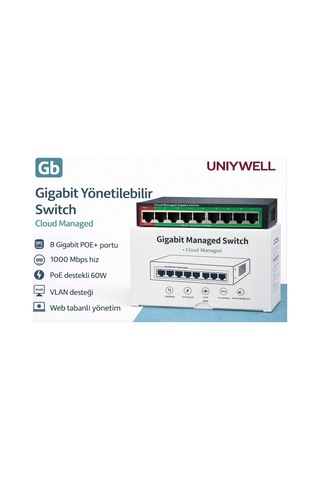 Unıywellgs108 Yönetilebilir Poe'siz Switch