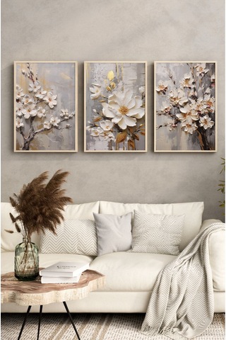 Ahşap Çerçeveli Mdf Tablo Seti Salon Ve Oturma Odası Için Çt3100 42 X 62