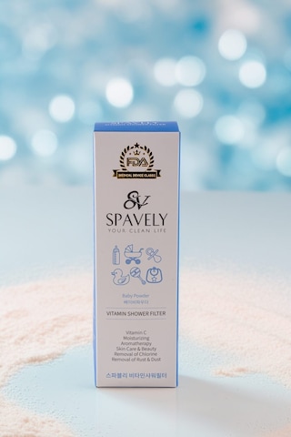 Spavely Bebek Pudrası Duş Başlığı Filtresi Arıtması Güney Kore Menşei Klor Kireç Karşıtı Hoş Kokulu 150 Gr Beyaz