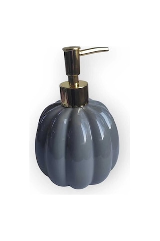 Pumpkin Gri Porselen Sıvı Sabunluk Balkabağı Gold Pompa Sabunluk Gri