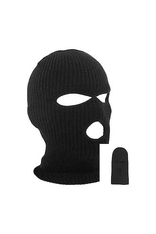 Unisex Siyah Kışlık 3 Gözlü Bere Olabilen Kar Maskesi Balaclava