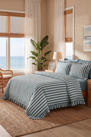 Karaca Home Ripple Çift Kişilik Nevresim Takımı Mavi