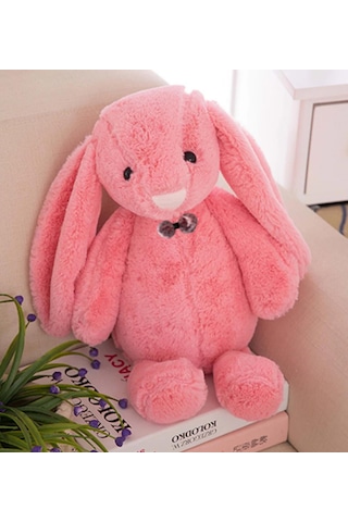 Uyku Arkadaşım Papyonlu Uzun Kulak Bunny Peluş Tavşan 65 Cm Turuncu