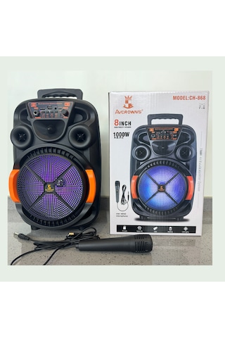Sounddrive Ch-868 8'' 20w Bluetooth Karaoke Taşınabilir Hoparlör Mikrofonlu, Rgb Işıklı, Fm/usb/sd