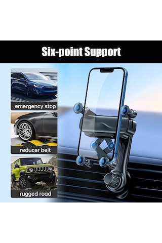 Geeksen Siyah Evrensel Araç Havalandırma Telefon Tutucu: Döner Kütle İndüksiyonu, Genişletilebilir Kollü Ve Sabit Tutma Özelliği