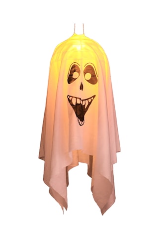 Mufunye Küçük Beyaz Gülümseyen Yüzlü Led Işıklı Kadife Hayalet Asma Lambası - Halloween Odası Stüdyosu Atmosfer Dekorasyonu Sürekli Aydınlatma Beyaz