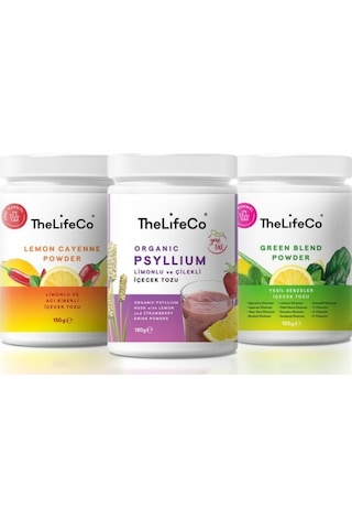 TheLifeCo Lemon Cayenne & Green Blend & Limonlu Çilekli Psyllium
