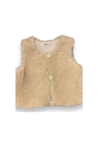 Çikoby Kız Bebek Peluş Yelek-14866 Bej