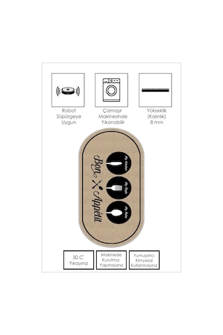 West Home Makinede Yıkanabilir Kaymaz Taban Leke Tutmaz Modern Bej Oval Mutfak Halısı Ve Mutfak Yolluk Wh 583 Beige Oval