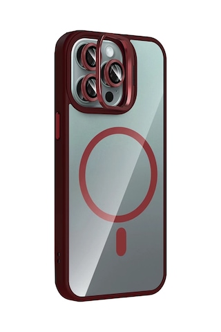 Joko Apple İphone 15 Pro Max Uyumlu Remim Lensli Magsafe Standlı Kapak - Bordo