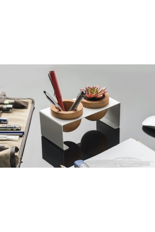 Halohope Metal Stantlı 2'li Skulent Saksısı Beyaz Saksılık