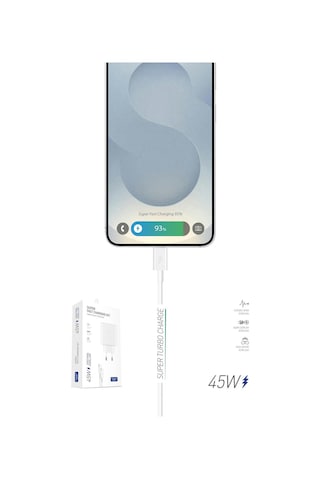 Infinix Note 30 İle Uyumlu Pd 45w Süper Hızlı Şarj Adaptörü + 1 Metre Type-c Kablo Tak Çalıştır