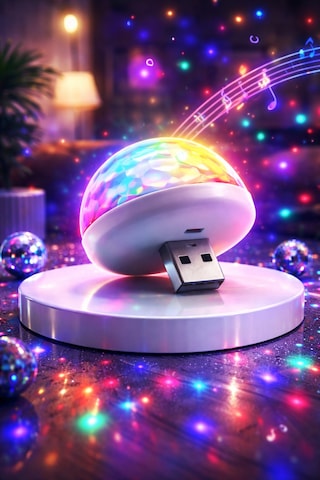 Usb Mini Disko Topu Rgb 7 Renk Ses Duyarlı Araç İçi Led Parti Işığı Yeşil