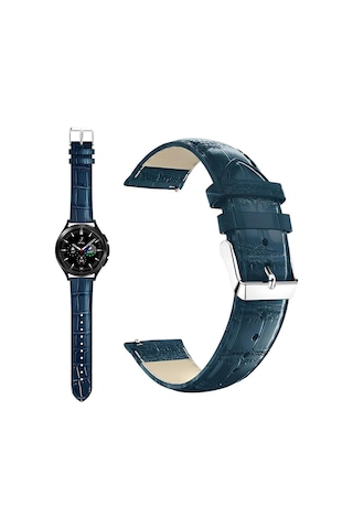 22mm Saat Uyumlu Lacivert Renk Crocodil Baskılı Deri Saat Kordonu Kayışı Akıllı Pimli 46mm Diğer