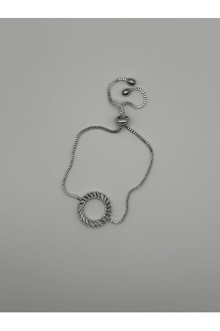 Arnes Jewelry Zirkon Taşlı Asansörlü Bileklik Gümüş