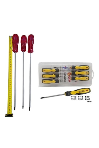 Hakantorna- Rico 6 Parça Torx Tornavida Seti Takımı Uzun Şiş Tornavida T20 T25 T30 300mm