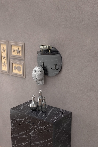 Askılık Duvar Elbise Askılığı Portmanto Üstü Siyah Mermer Desen Diğer