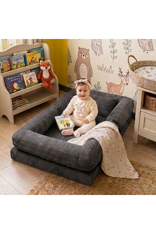 Miniwood Montessori Yatak Oyun Alanlı Bebek Yer Yatağı Sünger Çocuk Karyola 108 x 150 CM