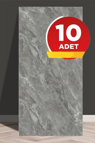 10 Adet 60x30 Kendinden Yapışkanlı Gri Pvc Panel Gri