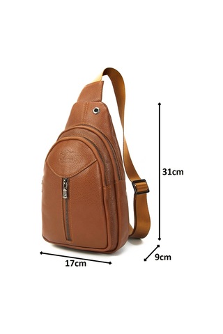 Erkek Taba Hakiki Deri Askılı Postacı Çantası Kangaroo K. 1012-T