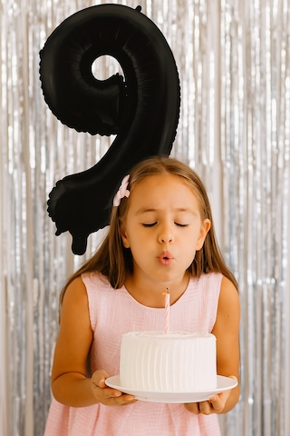 Folyo Rakam 9 Yaş Mat Siyah 26 Inc 66 Cm Pipetli Doğum Günü Balonu Çok Renkli
