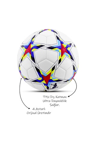Uefa Şampiyonlar Ligi Futbol Topu 4 Astarlı No:5 480 Gr + Pompa Hediyeli X500 Çok Renkli