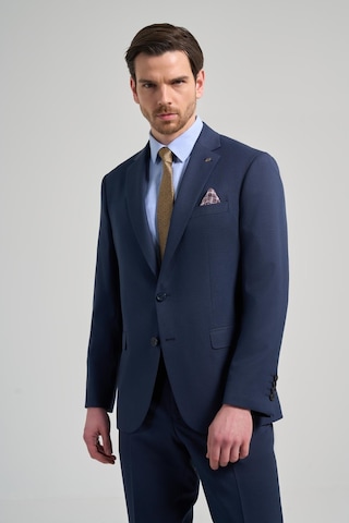 İmza Kendinden Desenli Bez Ayağı Mono Yaka Tam Astar Esnek 4 Drop Comfort Fit Takım Elbise 1001250169 Lacivert