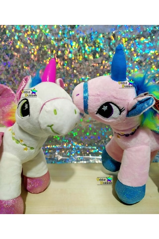 2'li Sevimli Hayvan Peluş Oyuncak At Boynuzlu At Unicorn Pony 25c