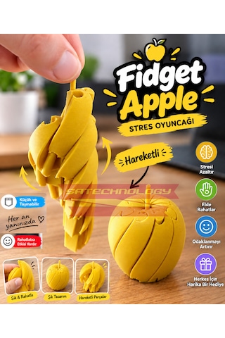 Stres Oyuncak Elma Twisty Fidget Hareketli Oyuncak Elma Sarı