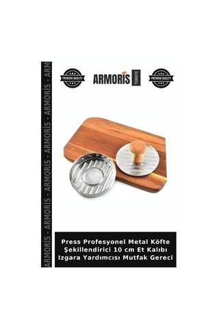 Press Profesyonel Metal Köfte Şekillendirici 10 Cm Et Kalıbı Izgara Yardımcısı Mutfak Gereci Ahşap