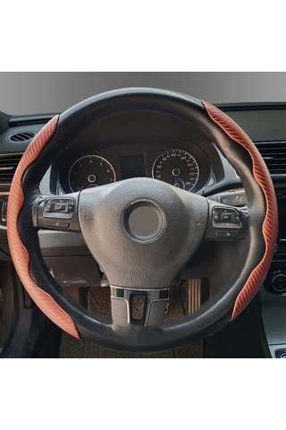 7 Renk Karbon Fiber Direksiyon Kapağı Bölümlü Koruma Anti Kayma Brown Kahverengi