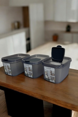 Shell Erzak Kabı 1300 Ml, Antrasit, 3'lü Set Antrasit