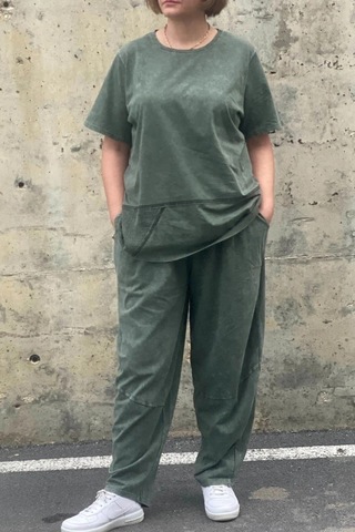 Mia Butik Büyük Beden Selenay Haki Pamuklu Takım Haki