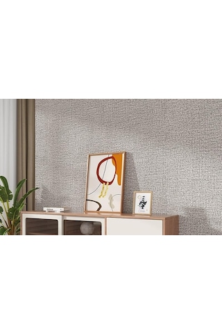 50x280 Cm 1,4m2 Keten Grisi Kendinden Yapışkanlı Duvar Kağıdı Dokulu Esnek Silinebilir