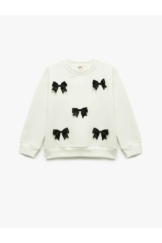 Koton Fiyonklu Ekru Kız Çocuk Sweatshirt 6wkg10088ak Ekru