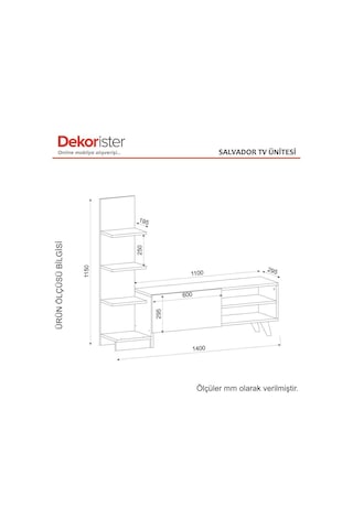 Dekorister Salvador Kitaplıklı Tv Ünitesi Beyaz