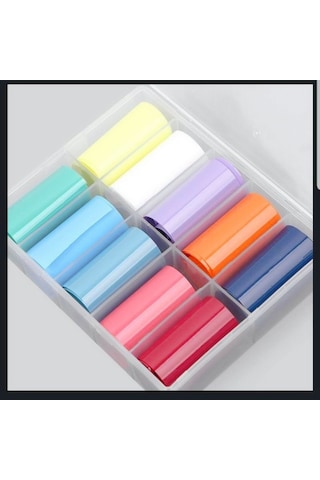 10lu Tırnak Süsleme Folyosu Pastel Düz Renkler Nail Art Transfer Folyo Wnf-229