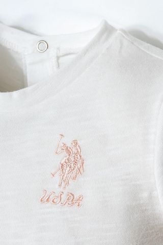 U.S. Polo Assn. Kız Bebek 2 Li Şort T-şhirt Takım Beyaz-pudra-2268 Pudra