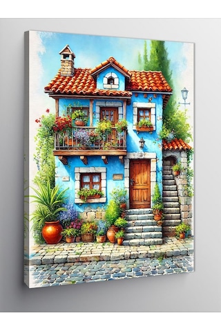 Kanvas Tablo Masalsı Mavi Ev 70cmx100cm
